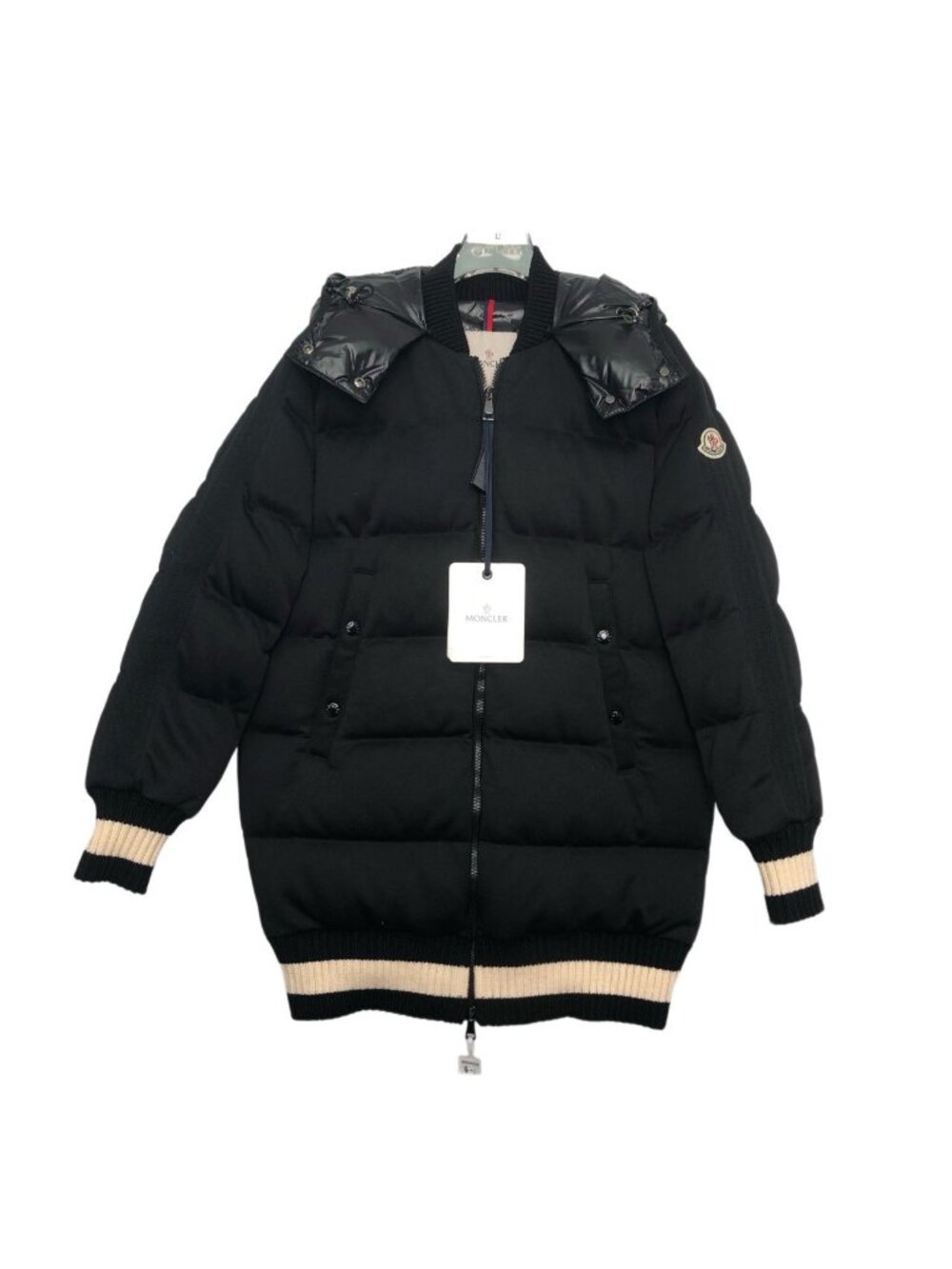 Moncler Harfang Black Logo-Patch Hooded Down Jacket
